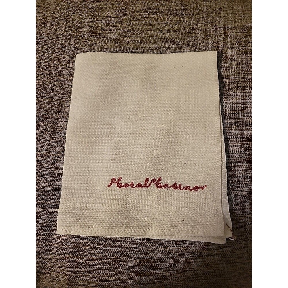 Coral Casino Red Embroidery Hand Towel Vtg Cannon USA